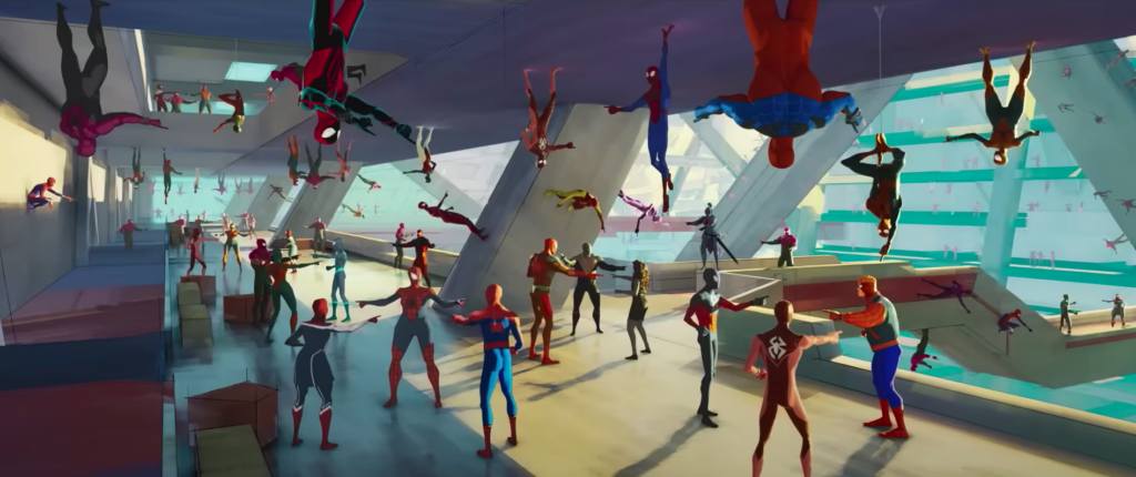 Multiple Spider-Men pointing at each other