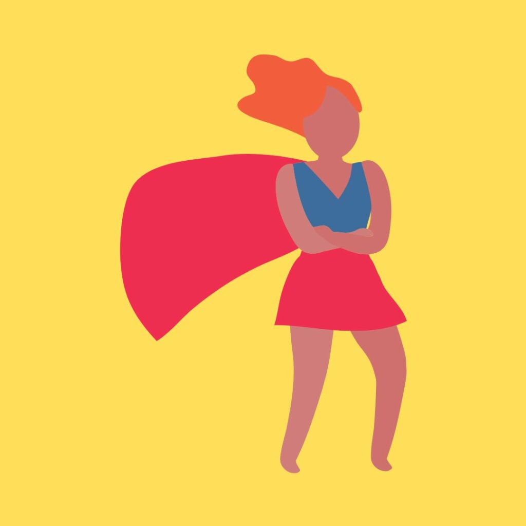 a lady with a cape
